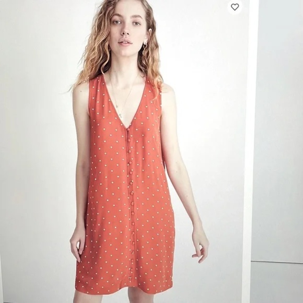 Madewell Rust Polka Dot Sleeveless V-Neck Mini Dress